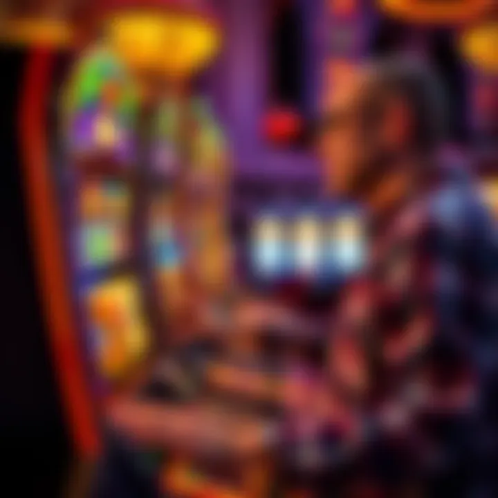 A player engaging with a Quick Hit Riches slot machine in an upscale casino environment