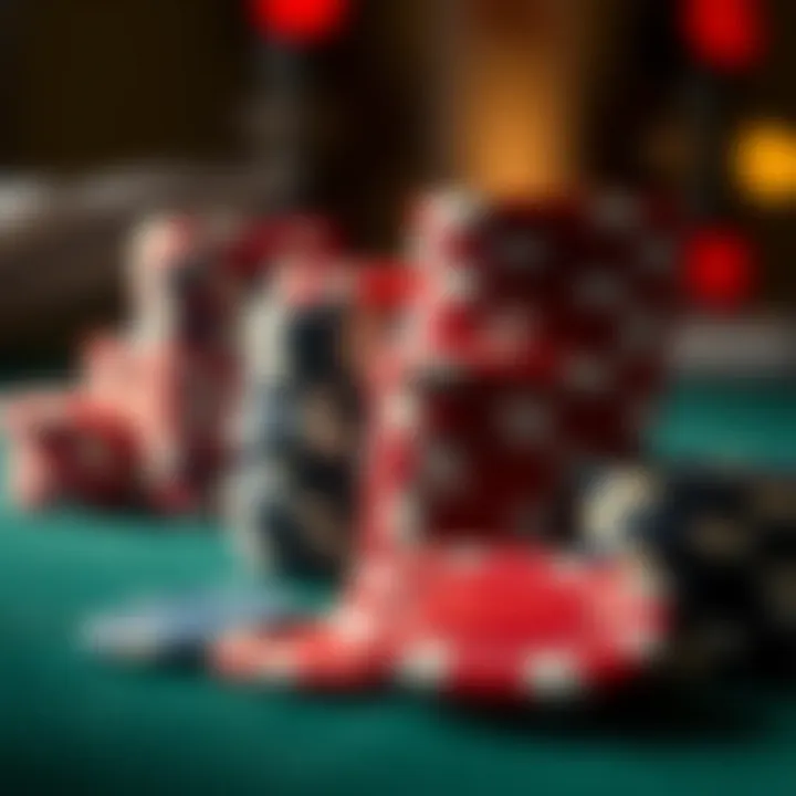 Close-up of poker chips in strategic placement