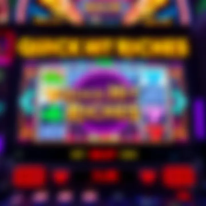 A colorful display of Quick Hit Riches slot machine interface showcasing vibrant graphics