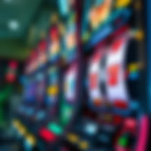 A close-up view of a reel ways slot machine with vibrant graphics.