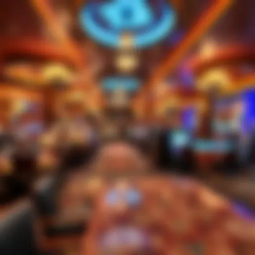 Elegant Atmosphere at Silver Slipper Casino Buffet A panoramic view of the Silver Slipper Casino Buffet showcasing its elegant decor and vibrant atmosphere.