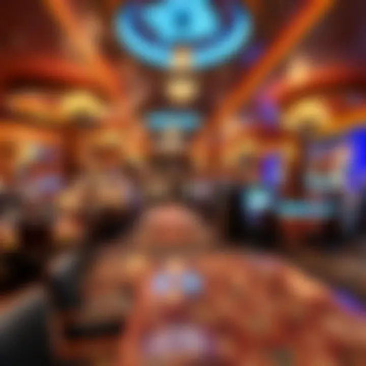 Elegant Atmosphere at Silver Slipper Casino Buffet A panoramic view of the Silver Slipper Casino Buffet showcasing its elegant decor and vibrant atmosphere.