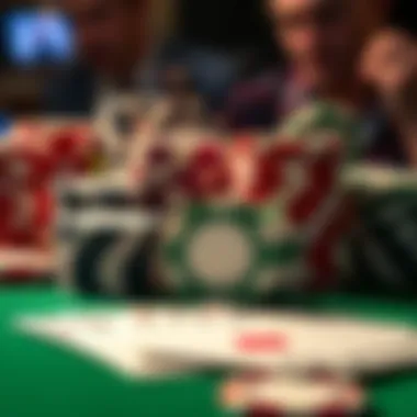 A strategic overview of poker chips and cards.