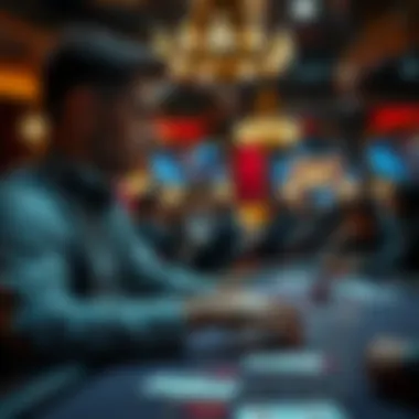 Strategic Blackjack Play A strategic player contemplating their next move at a blackjack table