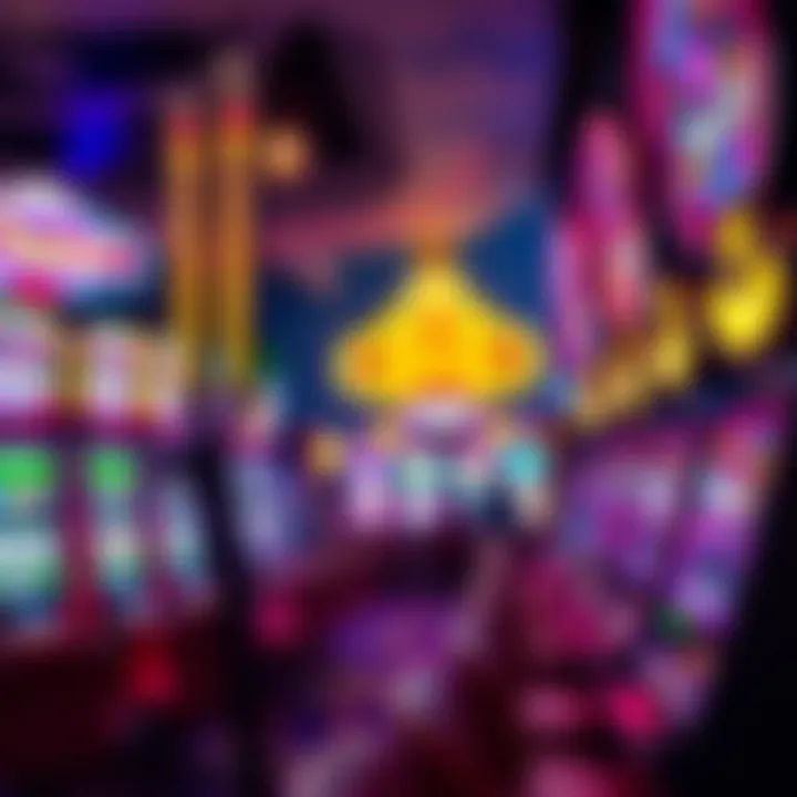 Vibrant Slot Machines in Vegas An impressive view of vibrant slot machines lighting up a Vegas casino
