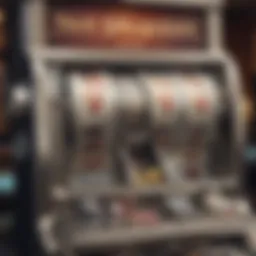 A close-up of a Texas Hold Em slot machine showcasing its unique design and features.