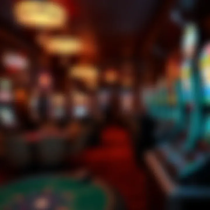 Inside a Small Casino Inside a small casino with patrons enjoying various gaming tables and machines