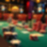 A strategic poker table layout showcasing various chip stacks