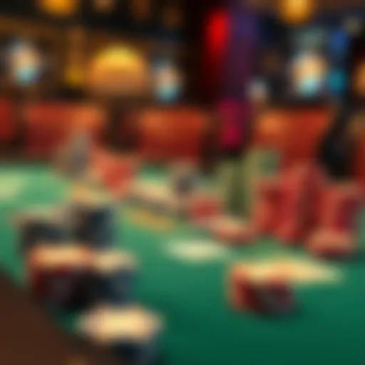 A strategic poker table layout showcasing various chip stacks