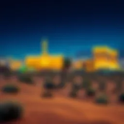 Desert landscape with vibrant Las Vegas skyline in the background