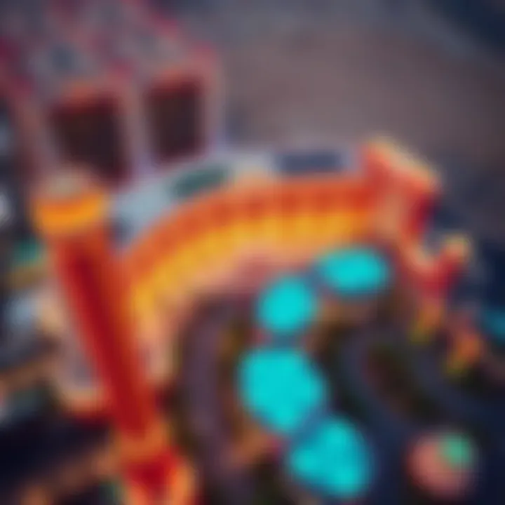 Aerial Perspective of The Palms Casino Resort Aerial view of The Palms Casino Resort showcasing its vibrant architecture