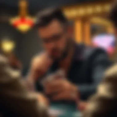 A thoughtful player analyzing cards and opponents