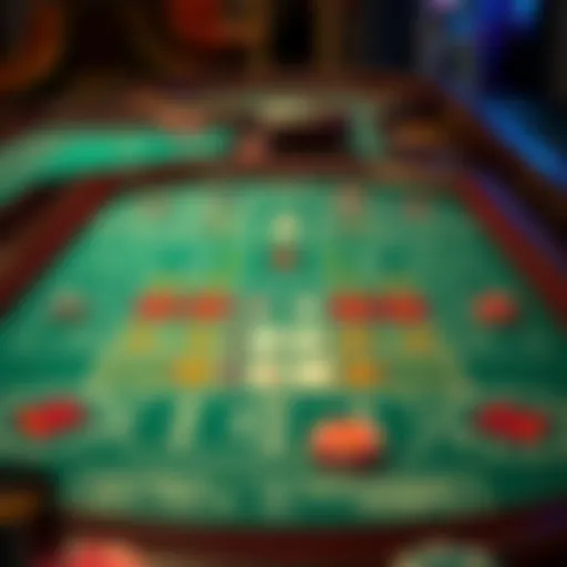 Craps table layout showcasing various betting options