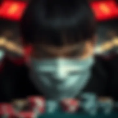 An abstract representation of emotions masked by a calm exterior, symbolizing psychological strategy