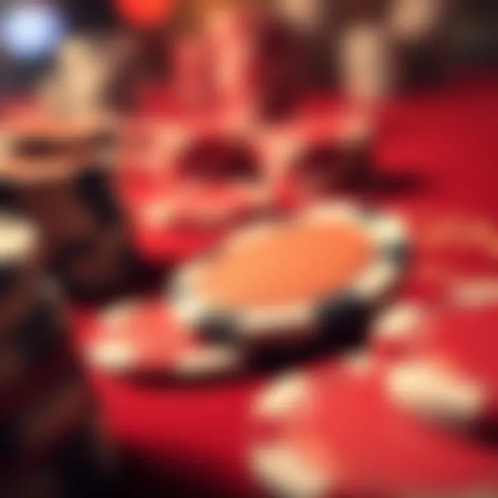 A close-up of chips used in low-stakes blackjack games