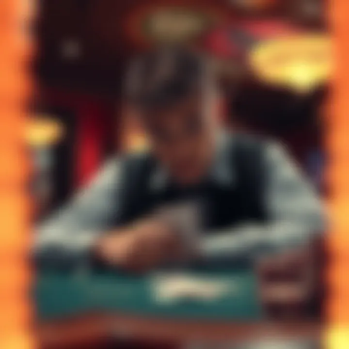 A player contemplating their next move in blackjack