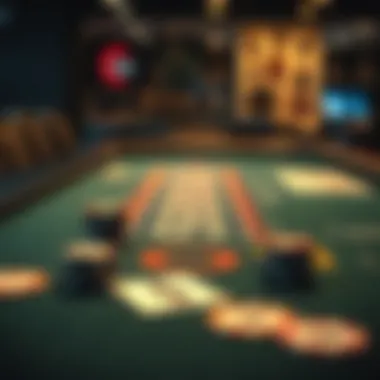 A detailed view of a five dollar blackjack table setting