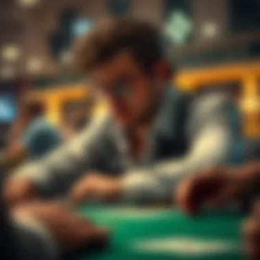 Tactical Decision Making A player contemplating their next move during a poker game