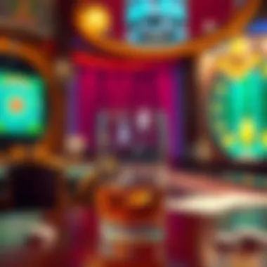 A glass of aged whiskey with a casino backdrop